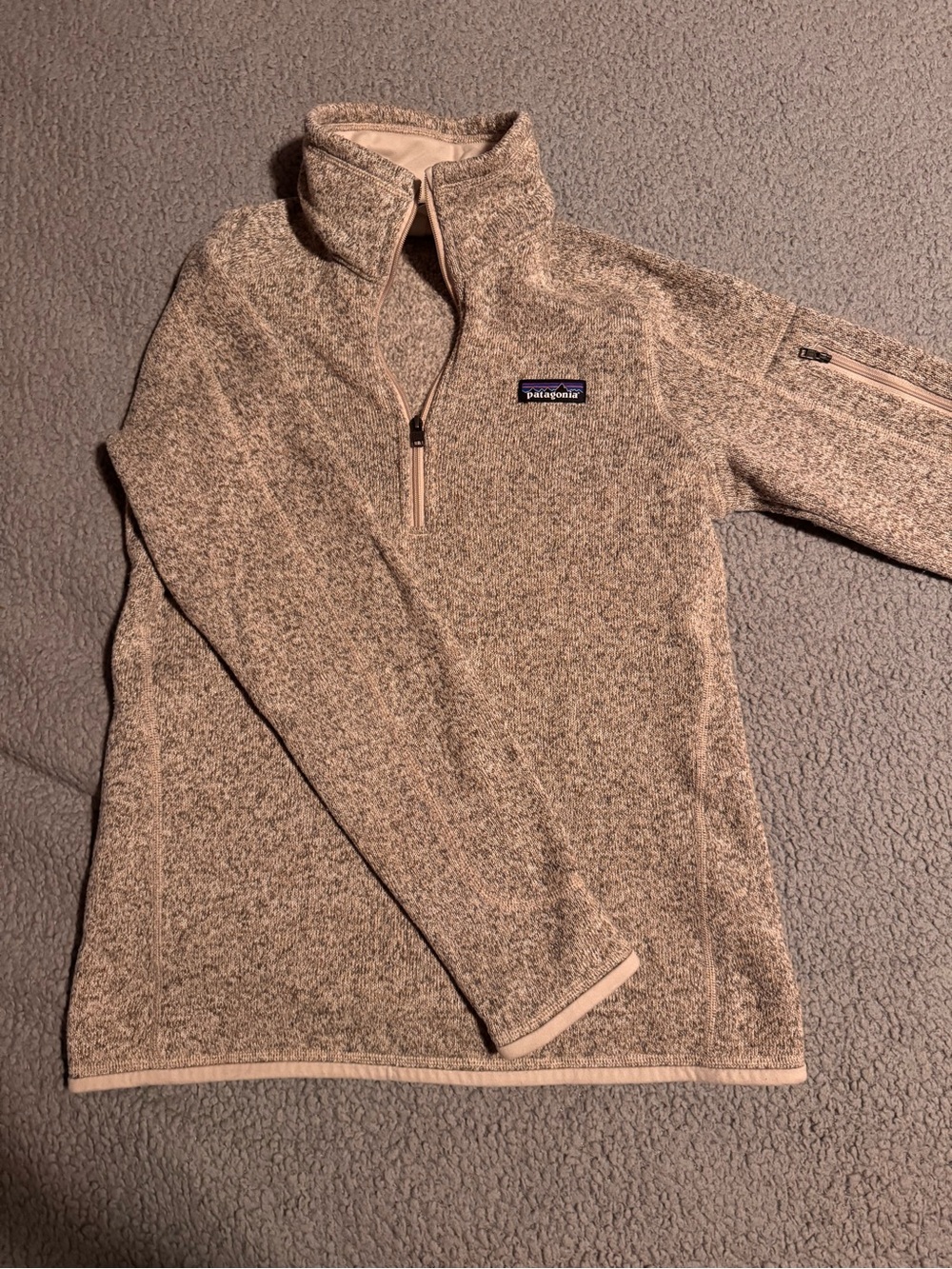 Patagonia Beige Heather Quarter-Zip Fleece Pullover